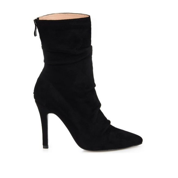NEW Journee Collection MARKIE STILETTO HEELED BOOTIES IN FAUX BLACK SUEDE - Picture 1 of 14